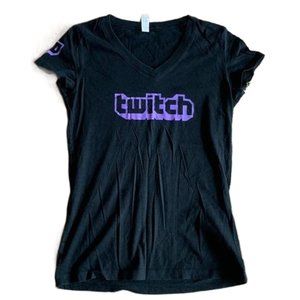 TWITCH Streaming Black Limited Edition V-neck Tee, size S